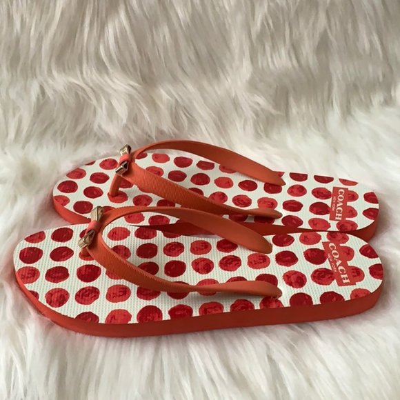COACH Dot Printed Flip Flop Sandals Size 8 - Picture 3 of 4